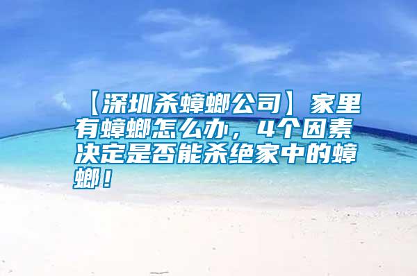 【深圳殺蟑螂公司】家里有蟑螂怎么辦，4個因素決定是否能殺絕家中的蟑螂！