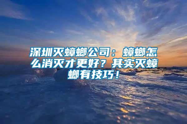 深圳滅蟑螂公司：蟑螂怎么消滅才更好？其實(shí)滅蟑螂有技巧！