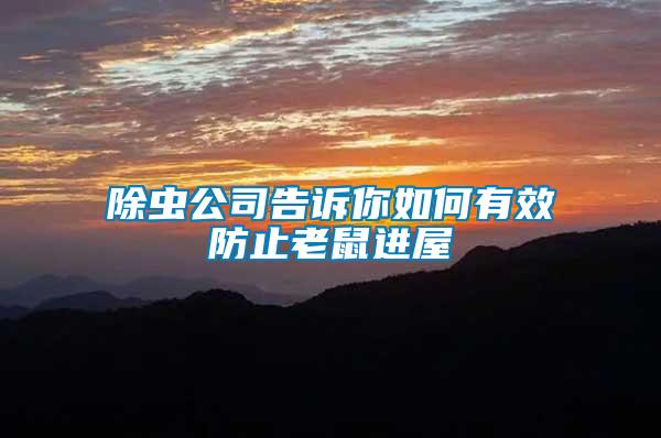 除蟲公司告訴你如何有效防止老鼠進(jìn)屋