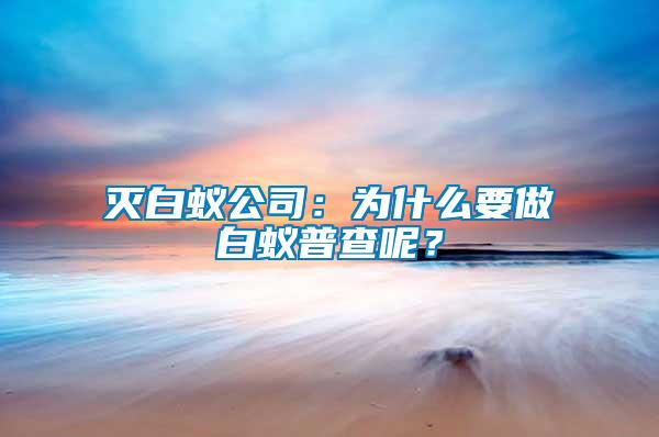 滅白蟻公司：為什么要做白蟻普查呢？