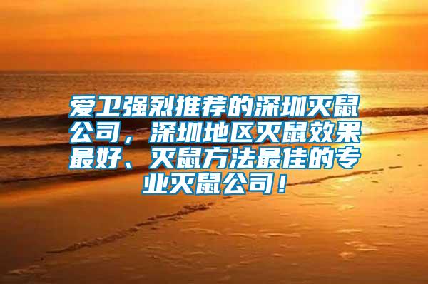 愛(ài)衛(wèi)強(qiáng)烈推薦的深圳滅鼠公司，深圳地區(qū)滅鼠效果最好、滅鼠方法最佳的專業(yè)滅鼠公司！