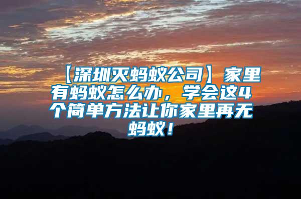 【深圳滅螞蟻公司】家里有螞蟻怎么辦，學(xué)會這4個簡單方法讓你家里再無螞蟻！