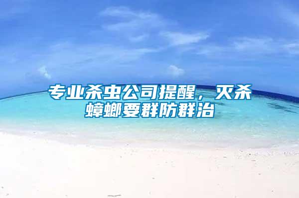 專業(yè)殺蟲公司提醒，滅殺蟑螂要群防群治
