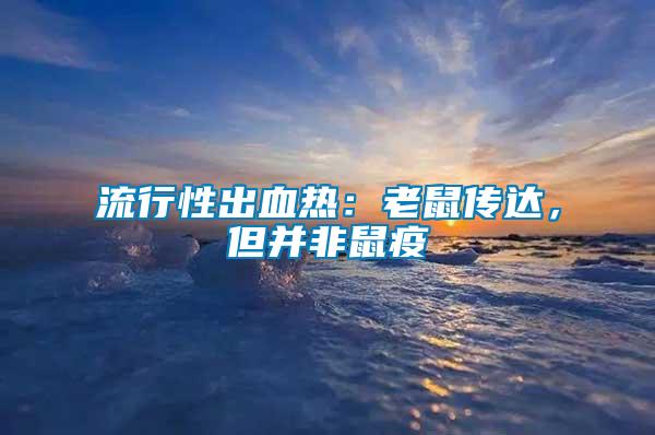 流行性出血熱：老鼠傳達(dá)，但并非鼠疫