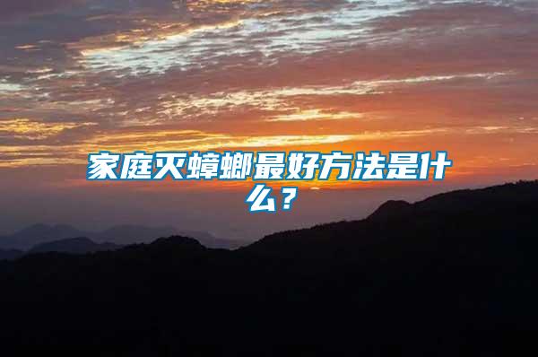 家庭滅蟑螂最好方法是什么？
