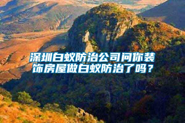 深圳白蟻防治公司問你裝飾房屋做白蟻防治了嗎？