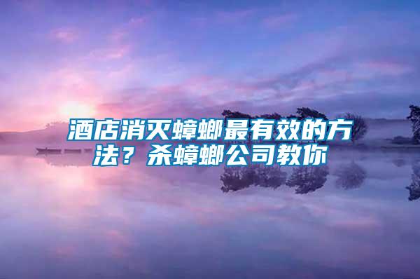 酒店消滅蟑螂最有效的方法？殺蟑螂公司教你