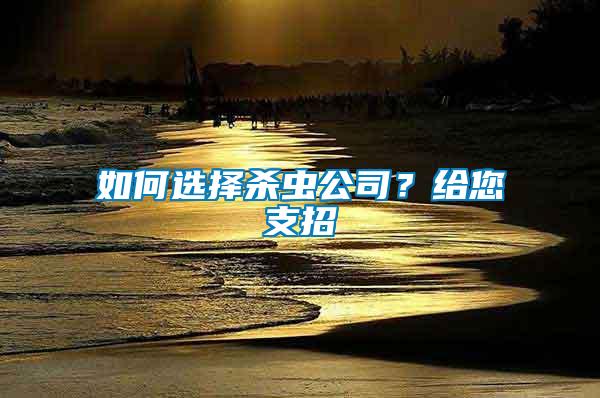 如何選擇殺蟲公司？給您支招