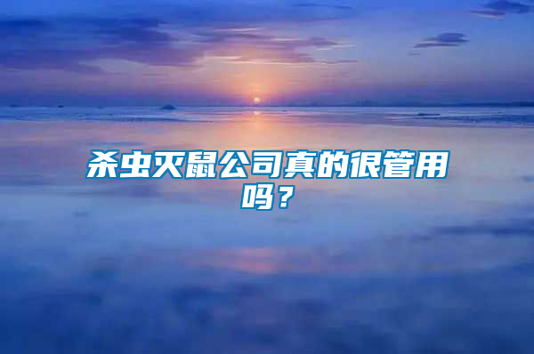 殺蟲滅鼠公司真的很管用嗎？