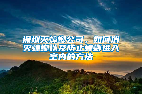 深圳滅蟑螂公司，如何消滅蟑螂以及防止蟑螂進(jìn)入室內(nèi)的方法